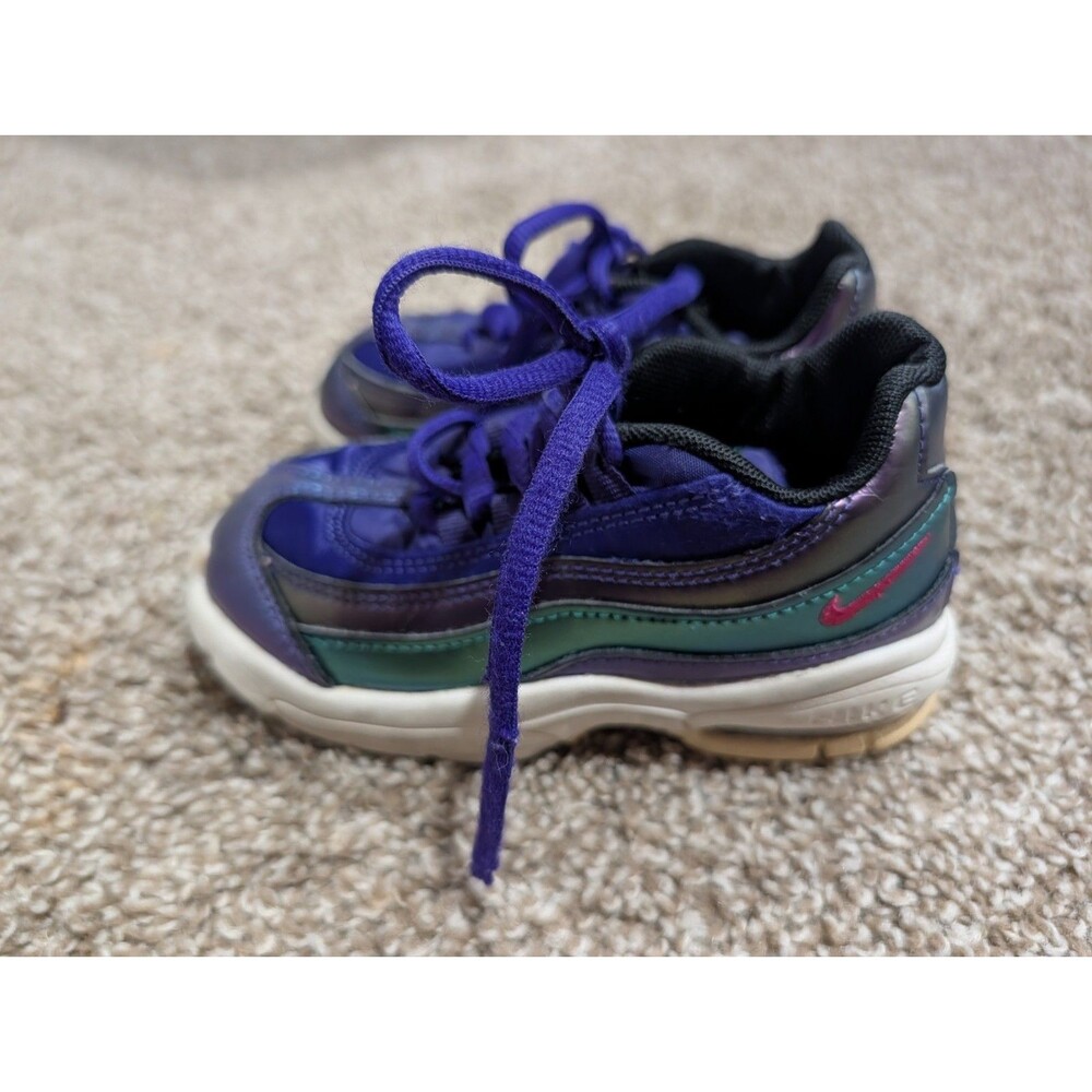 Nike Air Max 95 Shoes Toddler Size 9C (A09212-500) Metallic Purple And Teal READ